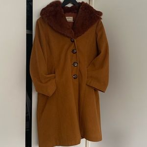 Vintage Wool Coat with Fur Trim